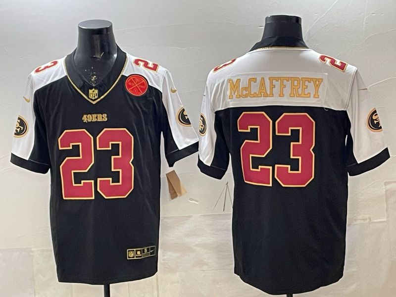 Men 2026 Nike San Francisco 49ers #23 Mccaffrey Black 3th generation Thorwback Limited NFL Jersey 06